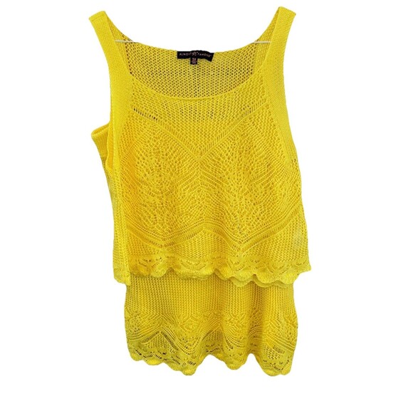 Almost Famous Knitted Skirt Top Set Women Yellow Sleeveless Elastic Waist 3X - Picture 1 of 13